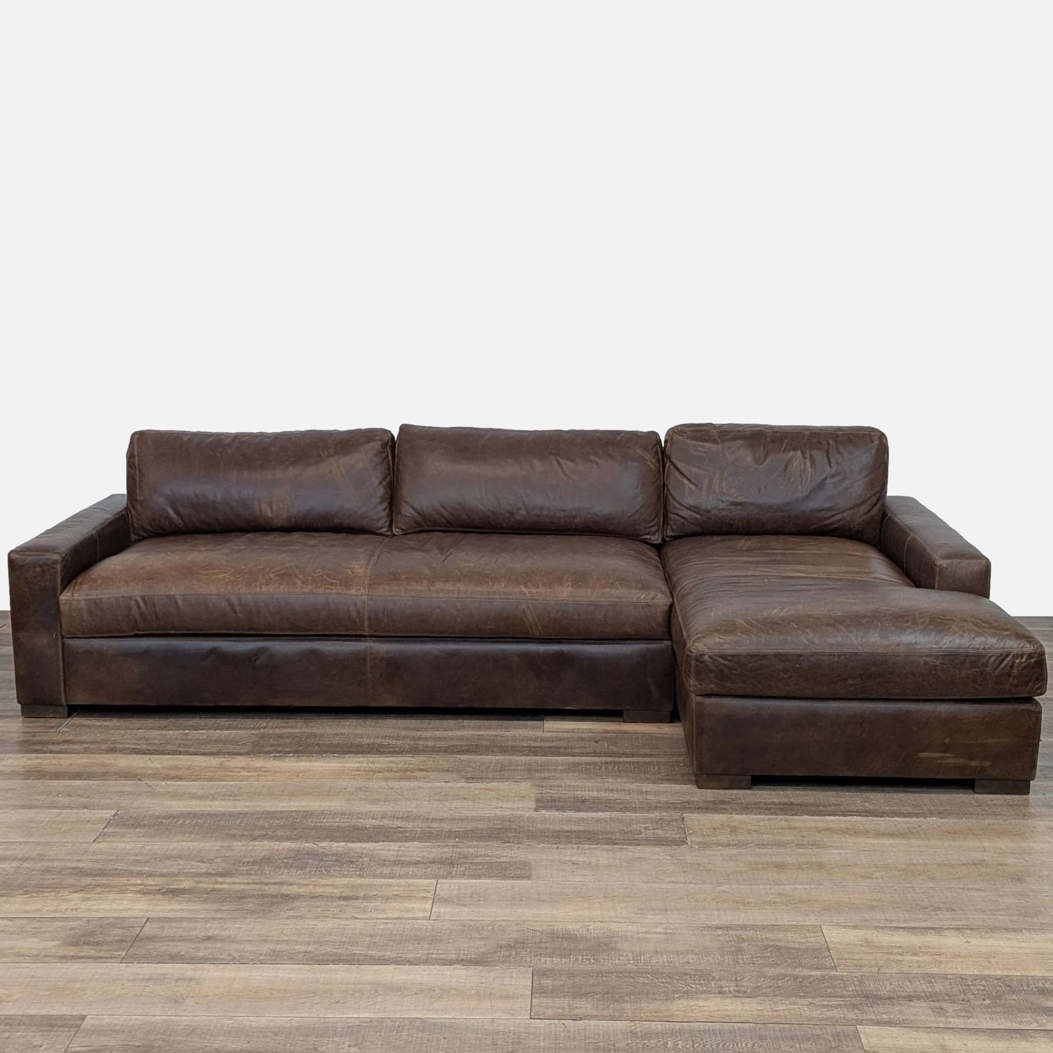 Restoration Hardware leather chaise sectional